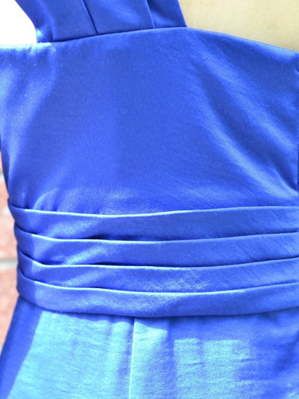 💙 BCBGMaxAzria One-Shoulder Royal Blue Satin Cocktail Dress - Picture 5 of 6